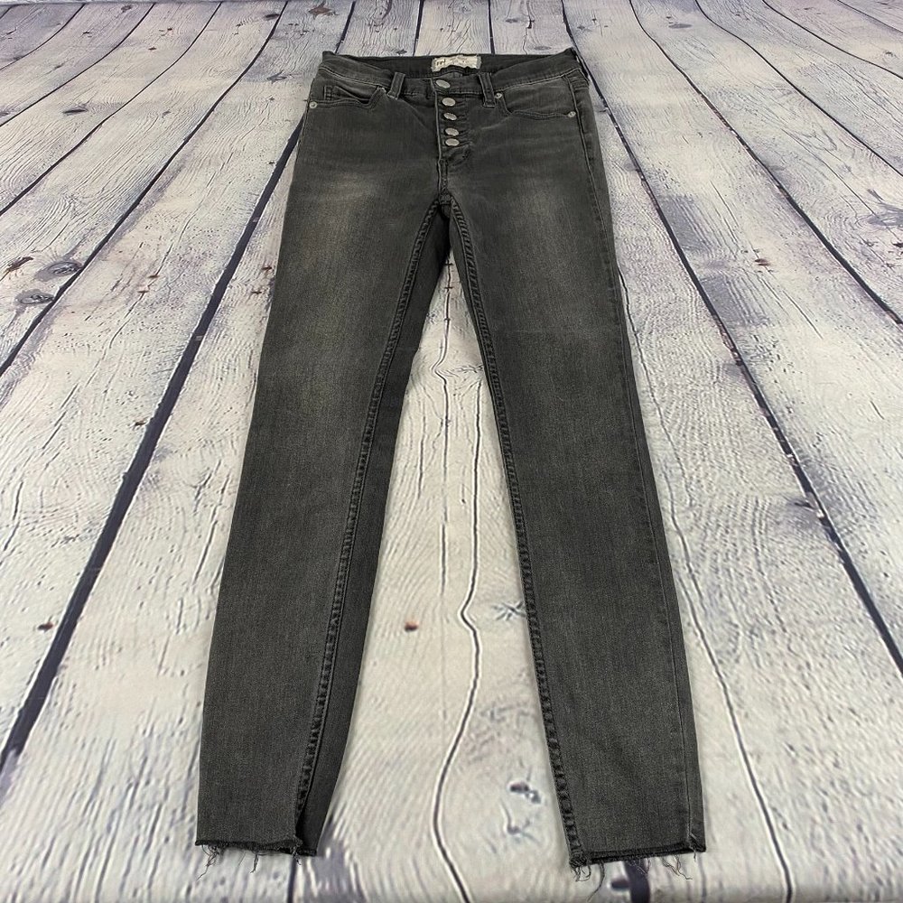 Free People Reagan Button Front Skinny Jeans - Picture 2 of 7